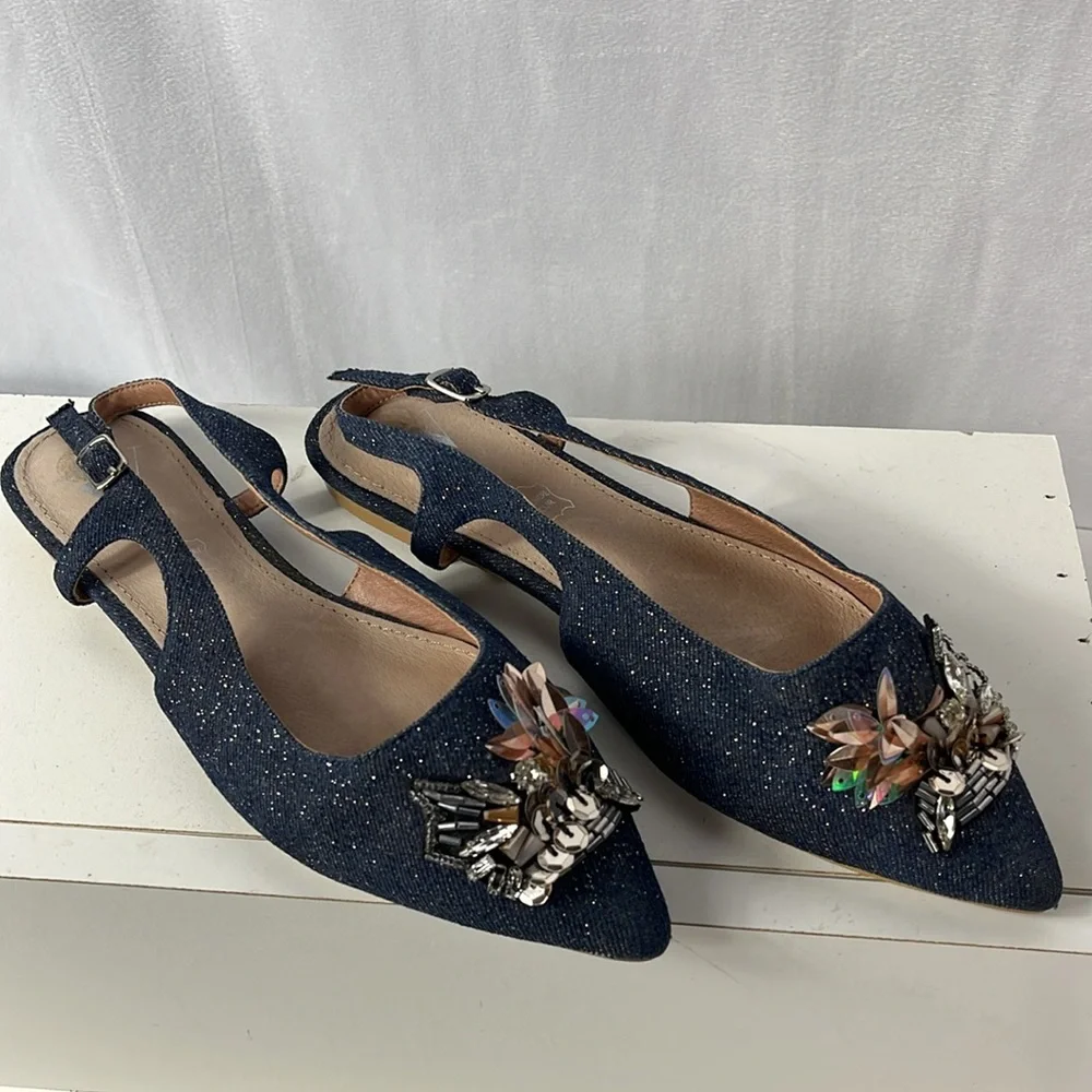 Anthropologie‎ Vanessa Wu Embellished City Flats.